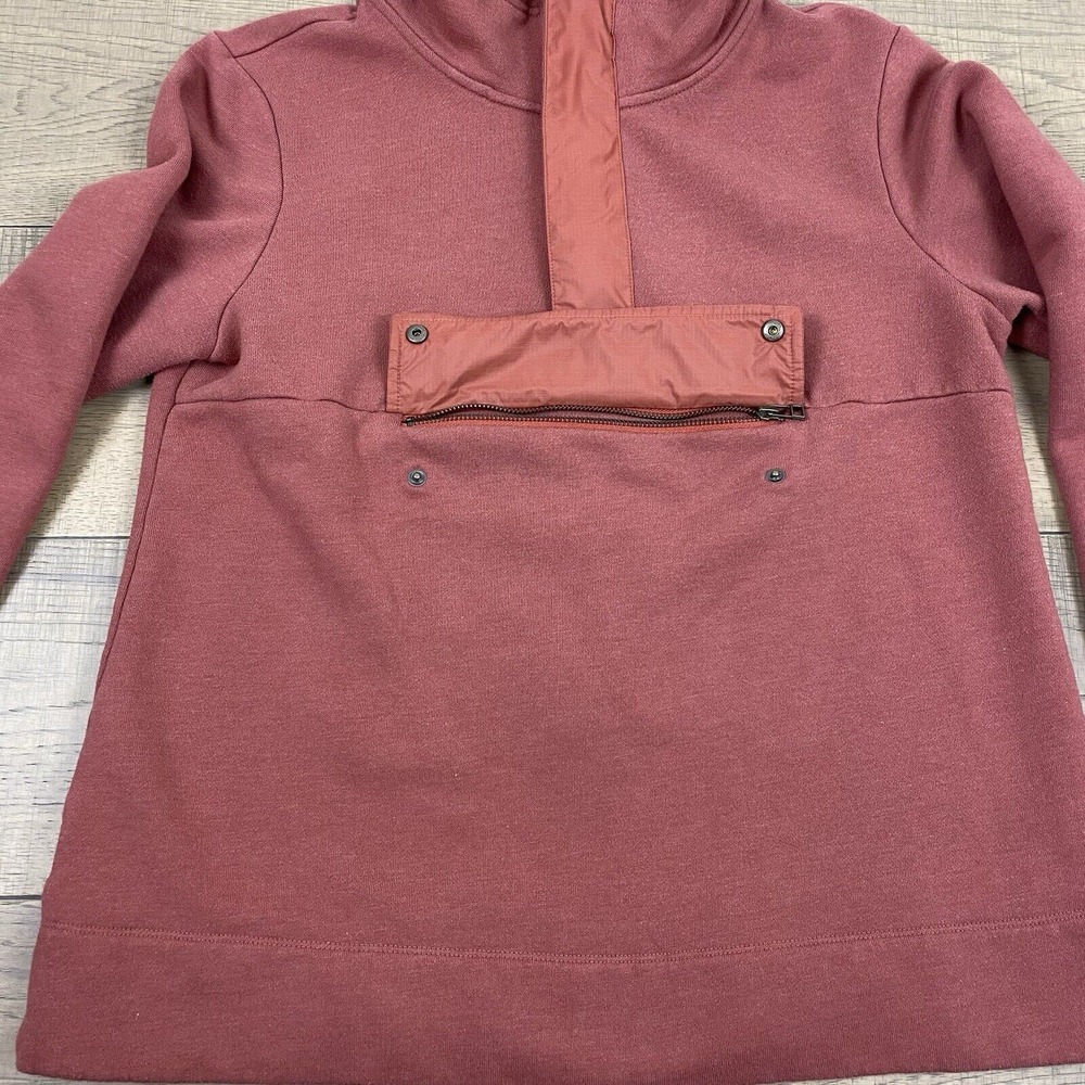 L.L. Bean Sweatshirt Womens Size M Orange Signature Organic Anorak Pocket Zip - Picture 9 of 13